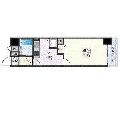 ダイアパレス徳島県庁前通(1K/4階)の間取り写真