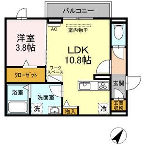 歩夢III(1LDK/3階)の間取り写真