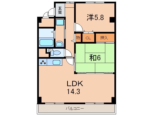 フォーラムノリタケII(2LDK/3階)の間取り写真