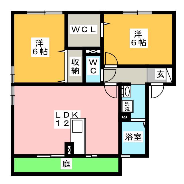 HIGH AVENUE A(2LDK/1階)の間取り写真