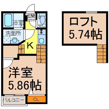 CREO堀田壱番館(1SK/1階)の間取り写真