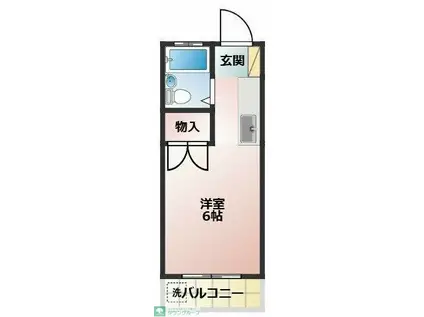 草加ミッドガル(ワンルーム/2階)の間取り写真