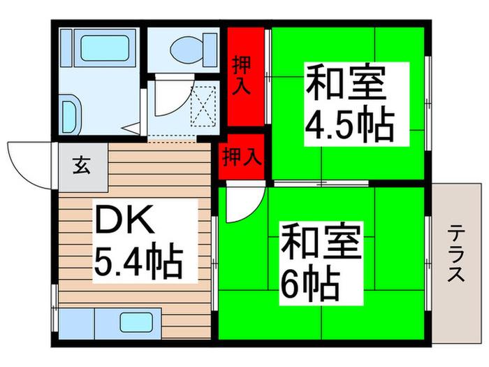 しこだサンハイツ(2DK/2階)の間取り写真