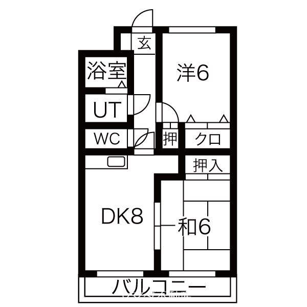 コンフォール石坂D(2DK/1階)の間取り写真