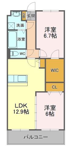 グランストーク上伝馬(2LDK/3階)の間取り写真