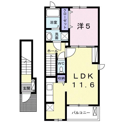 アドラブール(1LDK/2階)の間取り写真
