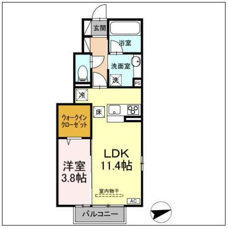SHERRY(1LDK/1階)の間取り写真