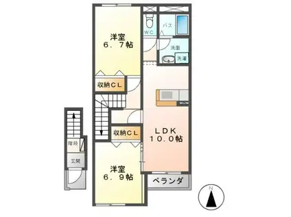 ローズパレス(2LDK/2階)の間取り写真