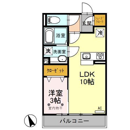 メゾン・ドゥ・ボヌール(1LDK/3階)の間取り写真