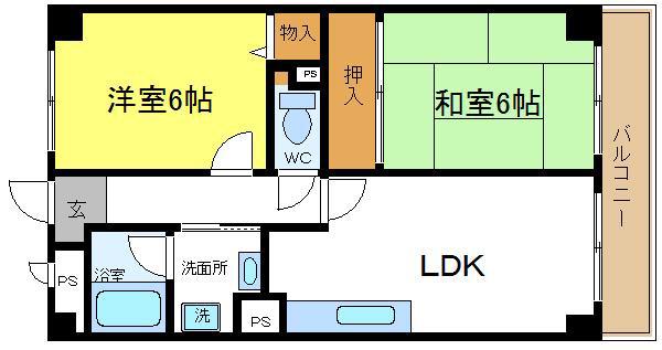 ヴィラシャトー(2LDK/4階)の間取り写真