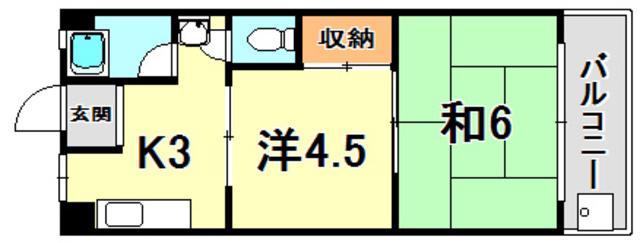大塚コーポ(2K/4階)の間取り写真