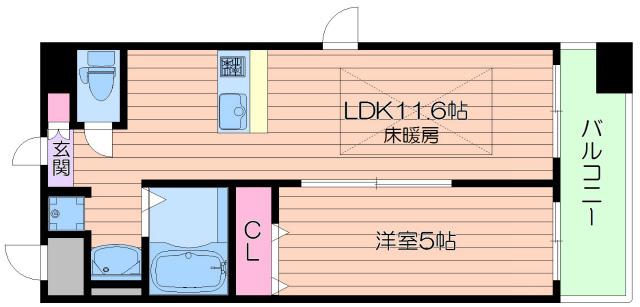 第1関根マンション(1LDK/10階)の間取り写真