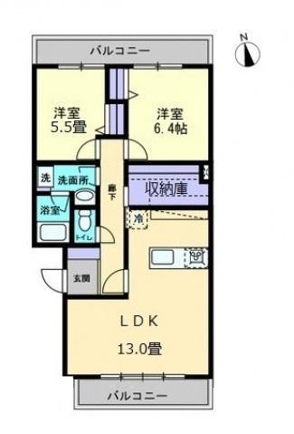 サンロイヤル元山(2LDK/2階)の間取り写真