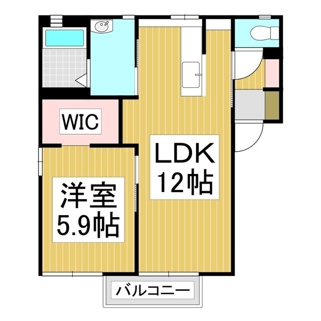 パークヒル B(1LDK/1階)の間取り写真