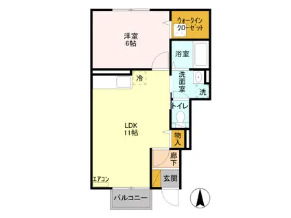 ウィステリア ドゥーエ(1LDK/1階)の間取り写真