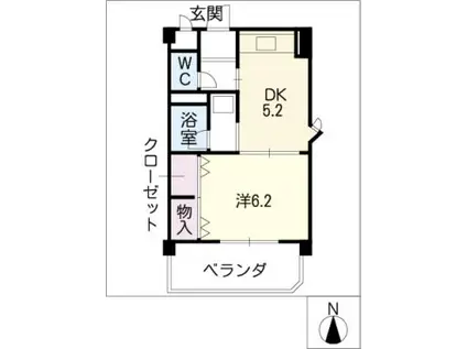 グリーンヒルズ中央(1DK/3階)の間取り写真