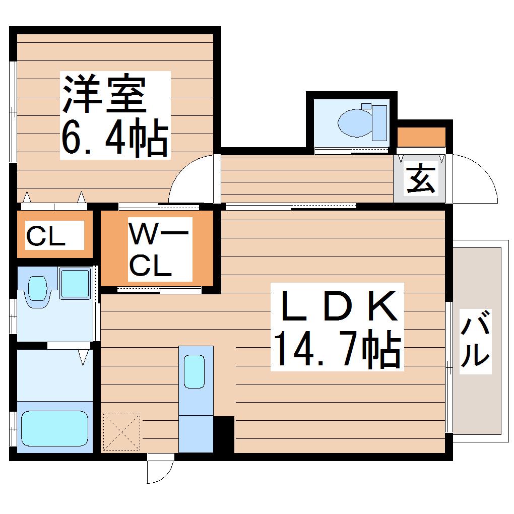 シャーメゾン杜王I(1LDK/1階)の間取り写真