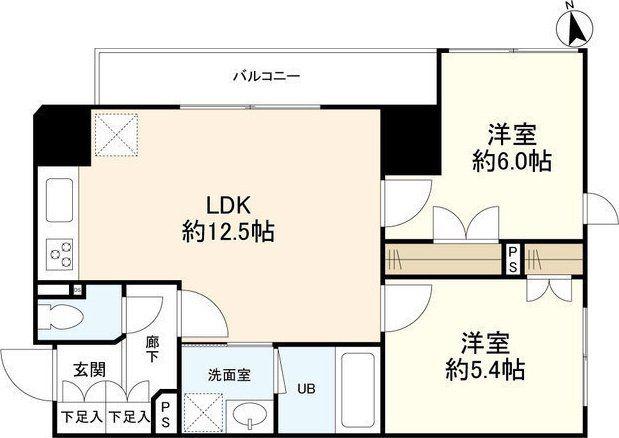 リバーレ中野坂上(2LDK/4階)の間取り写真