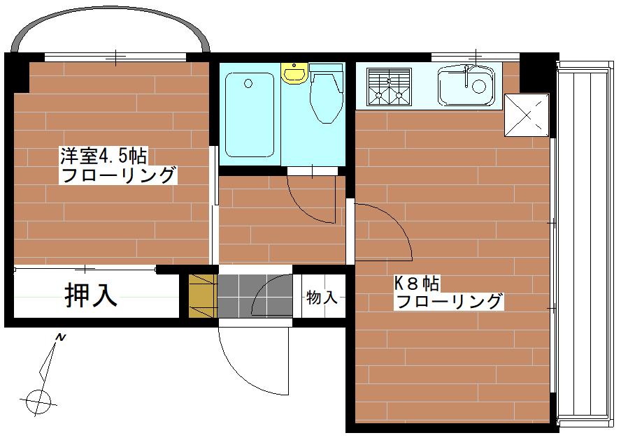 脇ビル(1LDK/3階)の間取り写真