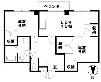 OASIS GARDEN(2LDK/1階)の間取り写真