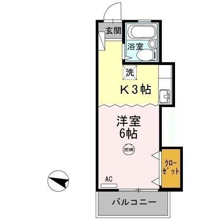 ピュアハイツ生野(1K/2階)の間取り写真