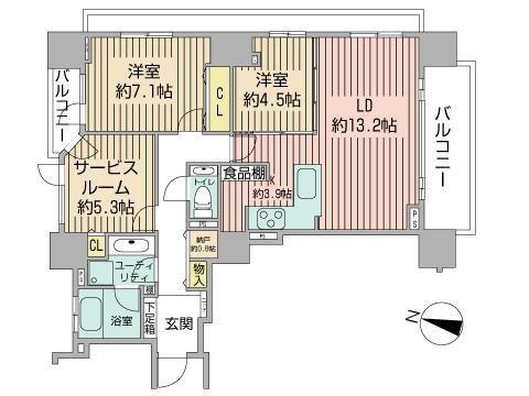 シティハウス大通西7丁目(2LDK/3階)の間取り写真