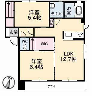 エピナールC棟(2LDK/1階)の間取り写真