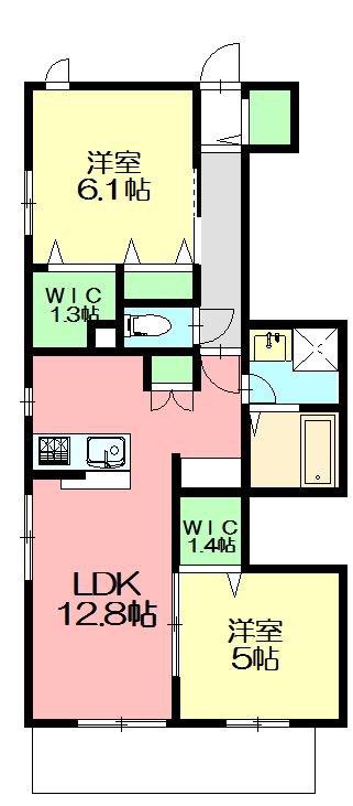 ベラフォレスタ壱番館(2LDK/1階)の間取り写真