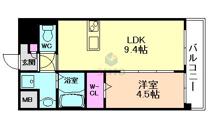 第22関根マンション(1LDK/6階)の間取り写真