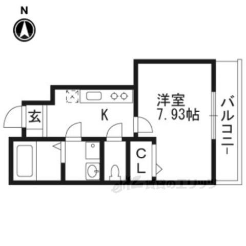 アムールTMM(1K/1階)の間取り写真