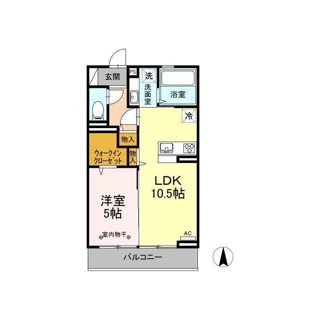 D-ROOM メゾン鎌田II(1LDK/3階)の間取り写真