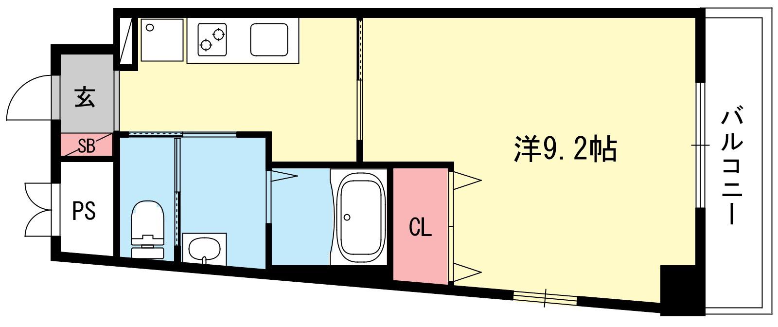 シャーメゾン三宮(1K/3階)の間取り写真