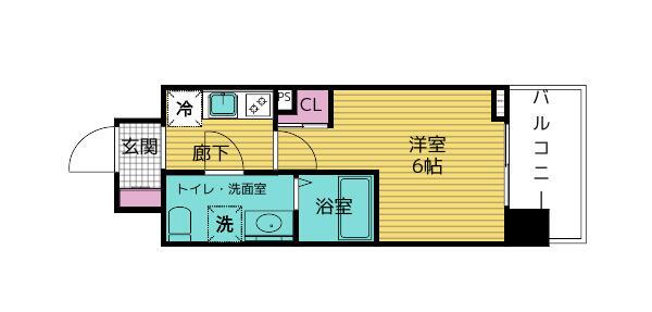 レガシア目黒リバーコート(1K/2階)の間取り写真