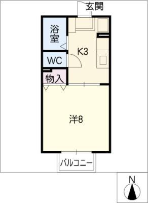 上浜ロートス(1K/1階)の間取り写真