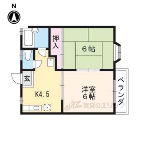 グリーンビューラー(2DK/1階)の間取り写真