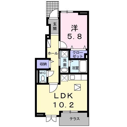 サン・アベニューB(1LDK/1階)の間取り写真