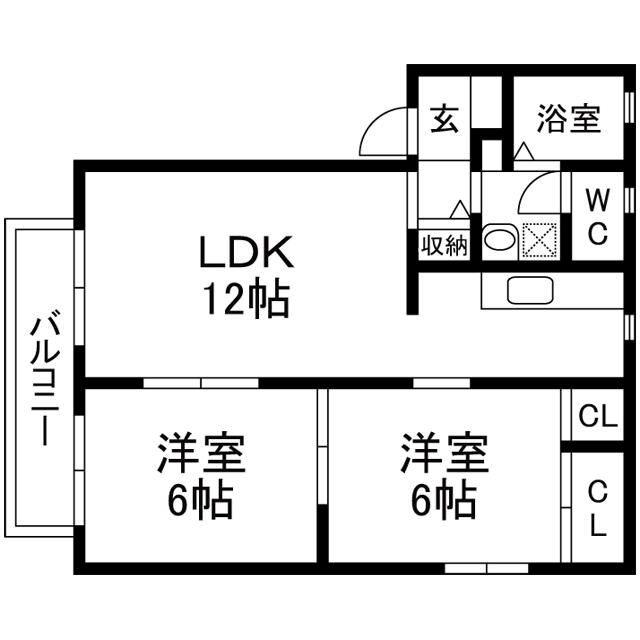 ディオン早出II(2LDK/1階)の間取り写真
