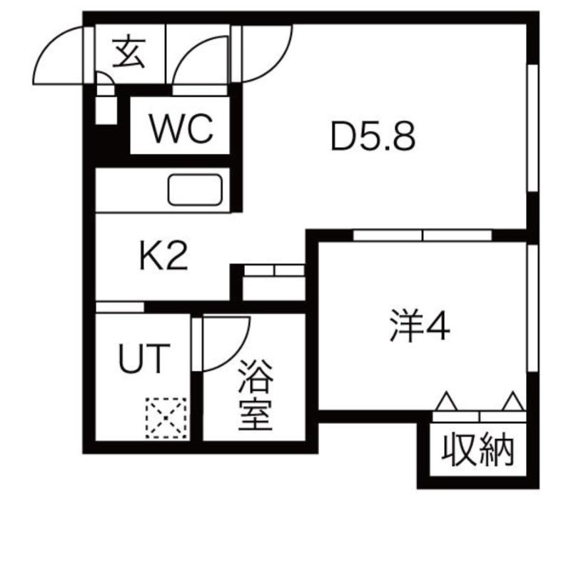 カラバオ白石(1DK/1階)の間取り写真