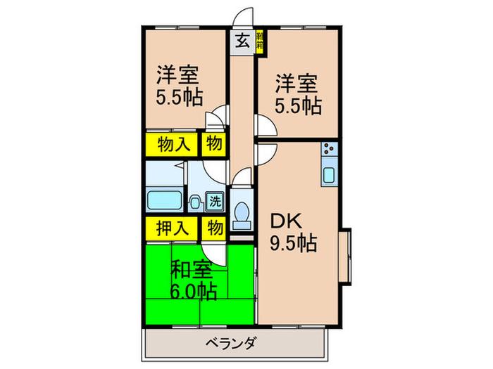 プラネックスタキ(3DK/2階)の間取り写真