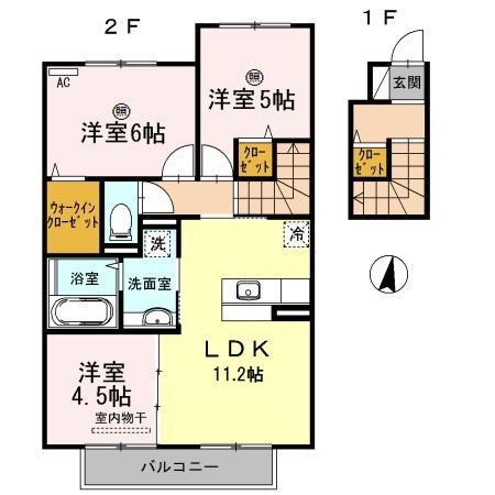 ラ ミア カーサ(3LDK/2階)の間取り写真