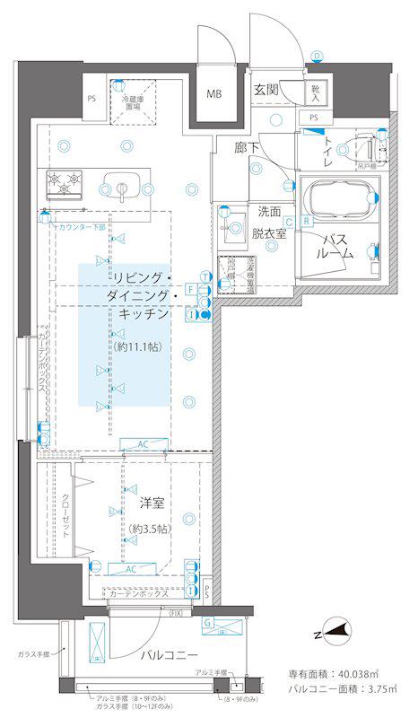 ZOOM浅草ウエスト(1LDK/8階)の間取り写真