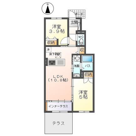 シルフィード(2LDK/1階)の間取り写真