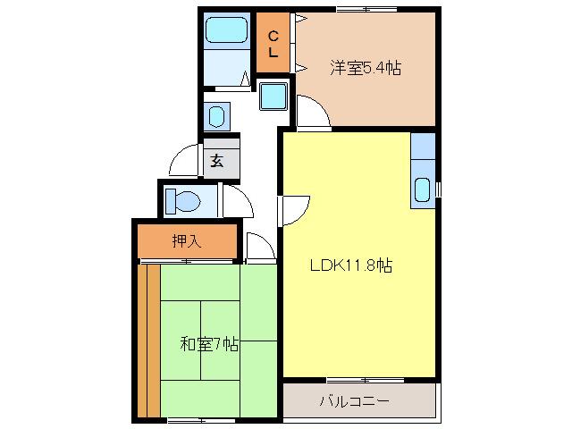 エントピアTANAKA(2LDK/3階)の間取り写真