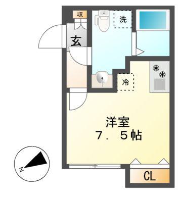 BRANCHE葵(ワンルーム/4階)の間取り写真