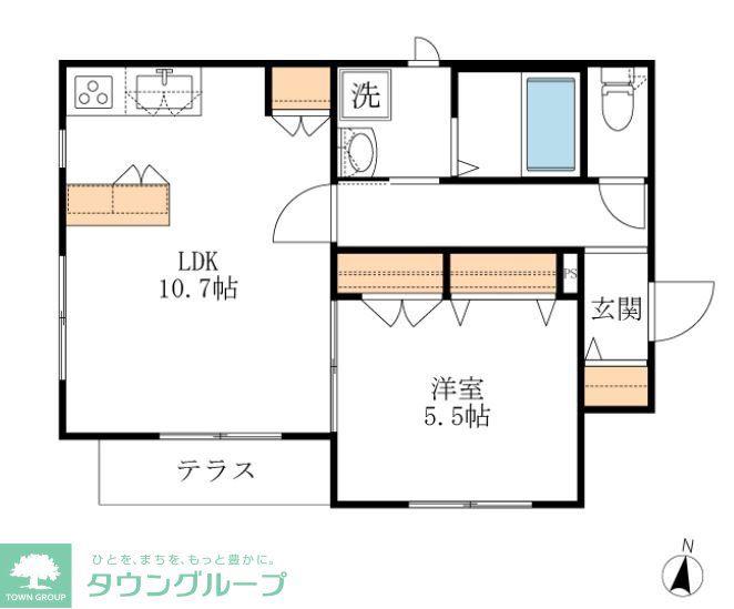 エスコートA(1LDK/1階)の間取り写真