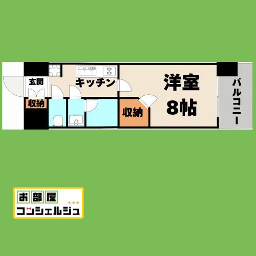 ブランシエスタ泉(1K/13階)の間取り写真