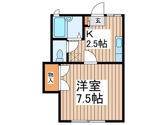 山崎ハイツ(1K/1階)の間取り写真