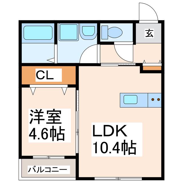 オルビスタ健軍(1LDK/3階)の間取り写真