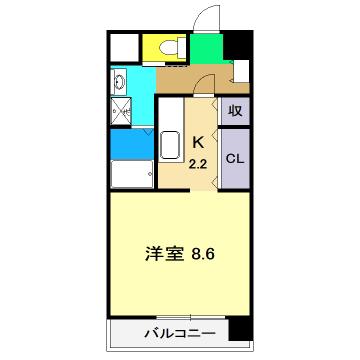 ストロベリーフィールズ(1K/5階)の間取り写真