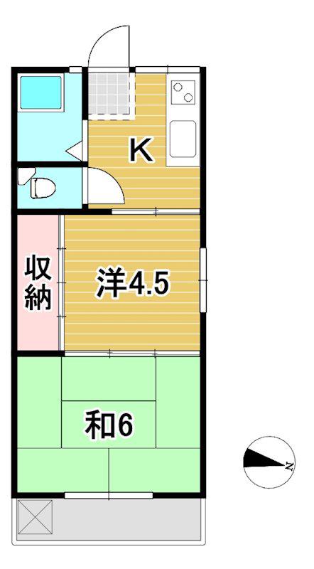 長山アパート(2K/2階)の間取り写真